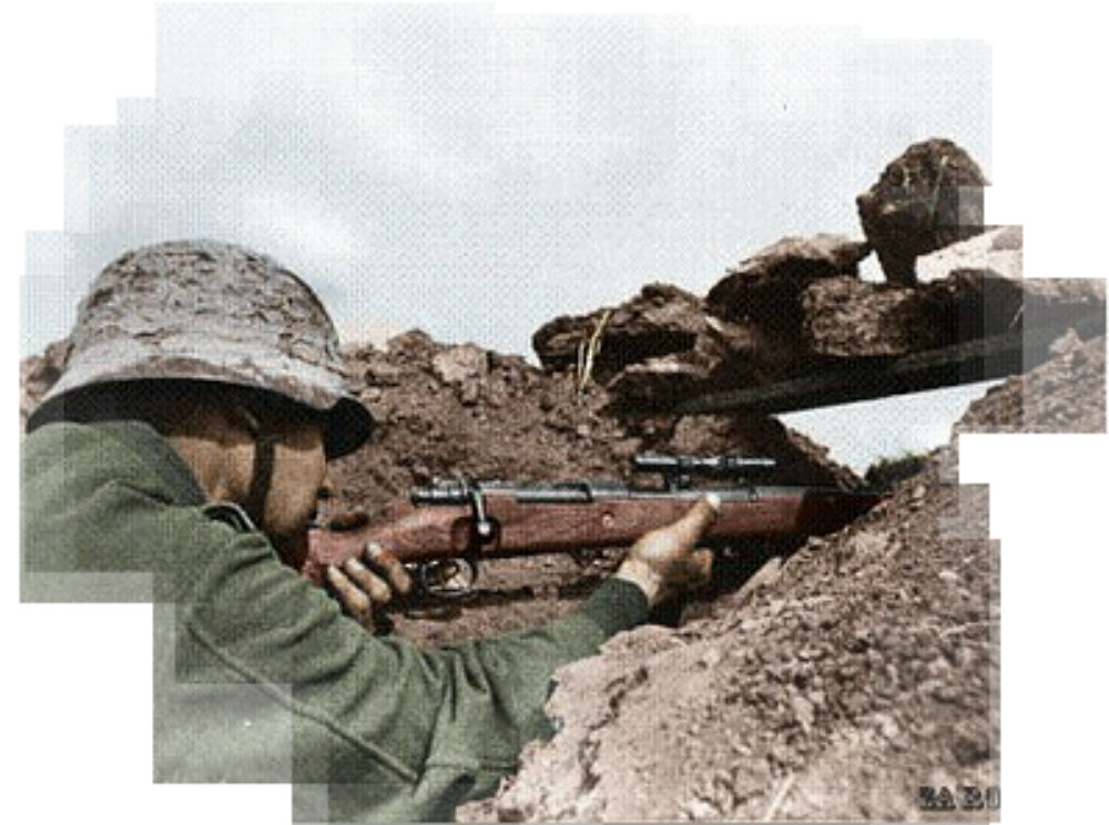 Немецкий снайпер. Фото: flickr.com. Колоризация: Za Rodinu. Фотография использована в качестве иллюстрации. 