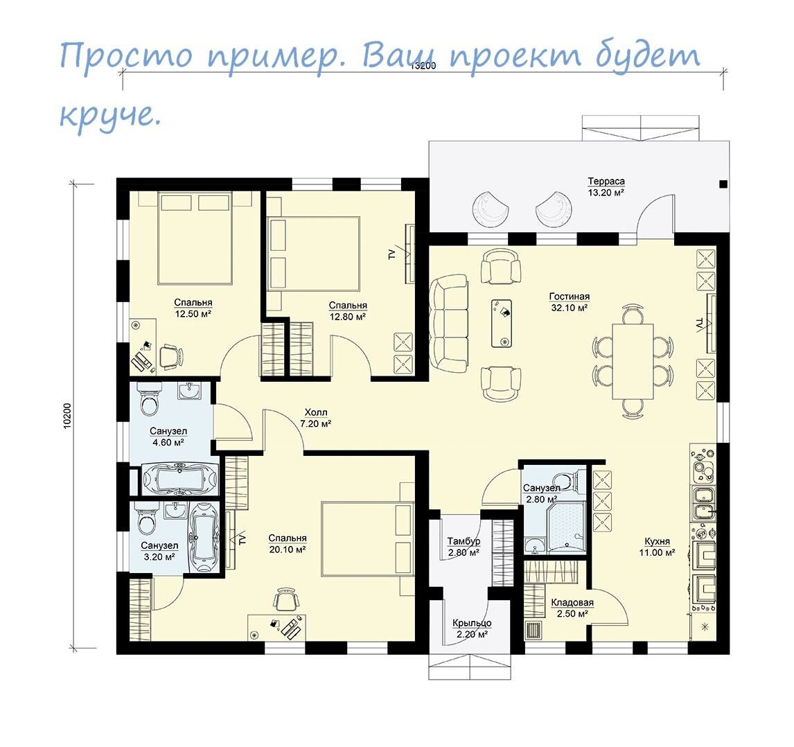 Это не та планировка, которую нужно обсуждать, тем более расстановка мебели. Критикуйте экспликацию...