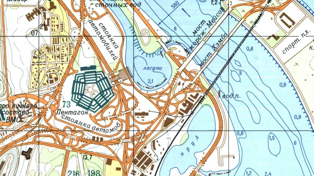 Карта 1975 года с изображением Пентагона.  KENT LEE/EAST VIEW GEOSPATIAL