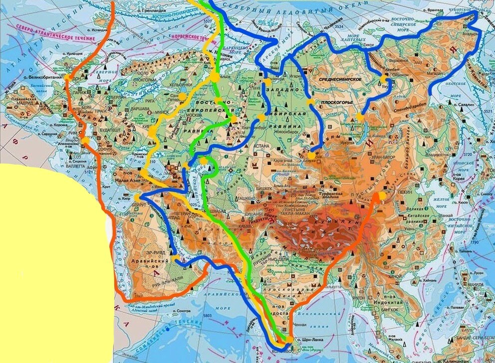 Четыре потока луча исхода Ариев 7,8 тыс.лет назад в Индию. Оранжевый -каста воинов дошел до Китая и стал предками Скифов с рыжими волосами. Пятый луч был в Канаду ,их почти всех убили индейцы. 