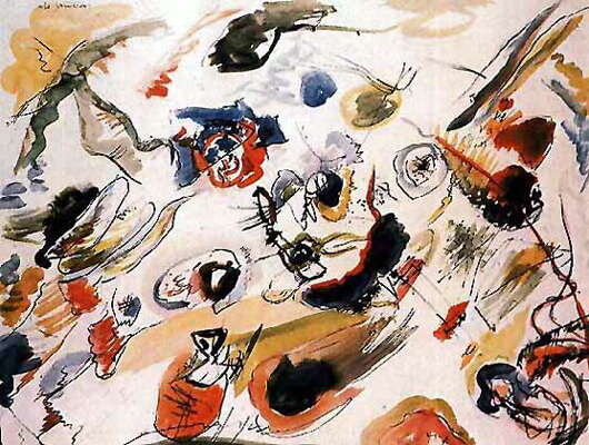 В.В. Кандинский. "Композиция". Акварель. 1910 - с нее все началось  https://vk.com/@history_porn-ya-tozhe-tak-mogu-kak-ponyat-i-polubit-abstraktnoe-iskusstvo