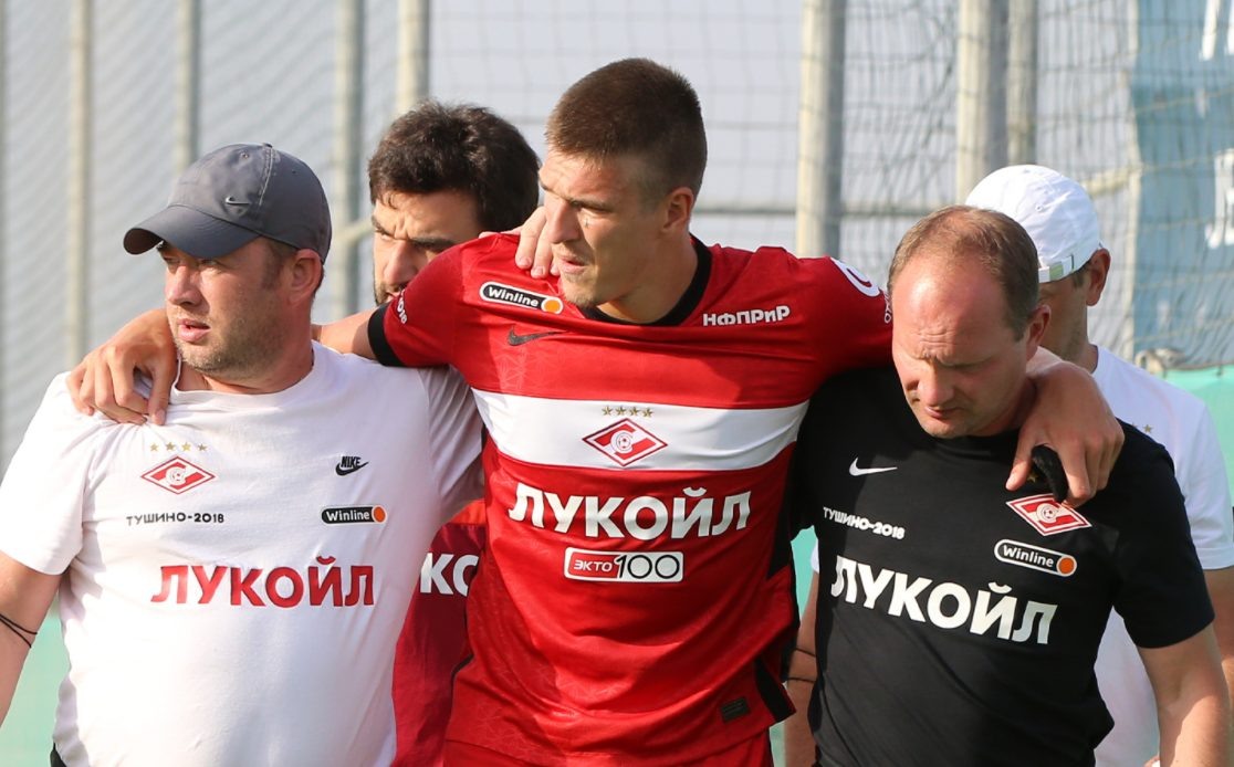 «Спартак» выиграл товарищеский матч у «Риги» — 4:0, потеряв по ходу игры Александра Соболева. 
