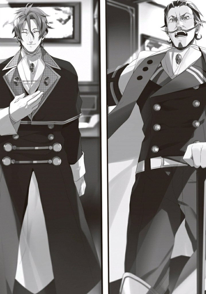 Вот этого усатого дворянина не было в аниме ,а очень жаль, надеюсь это не надолго ведь это Лорд Фиттоа, Саурос Бореас Грэйрат-сама. Он дядя господина Пола.