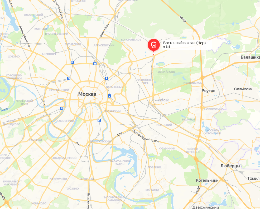 Карта москвы восточный вокзал жд