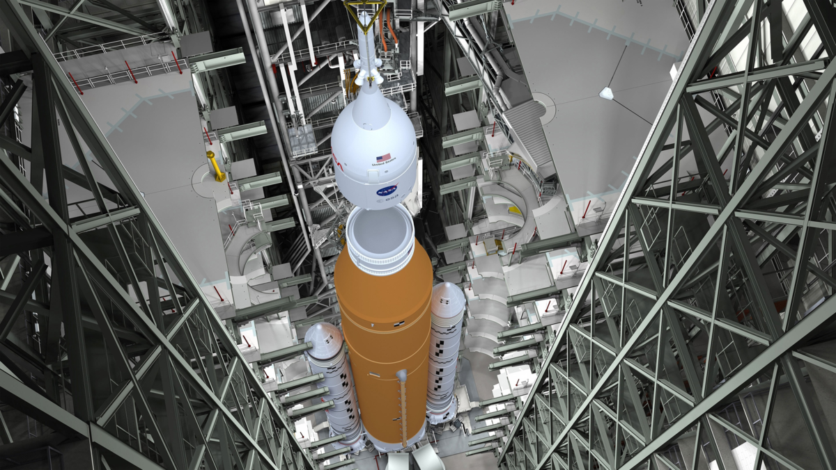 Художественное представление завершения сборки SLS. Источник: www.nasa.gov