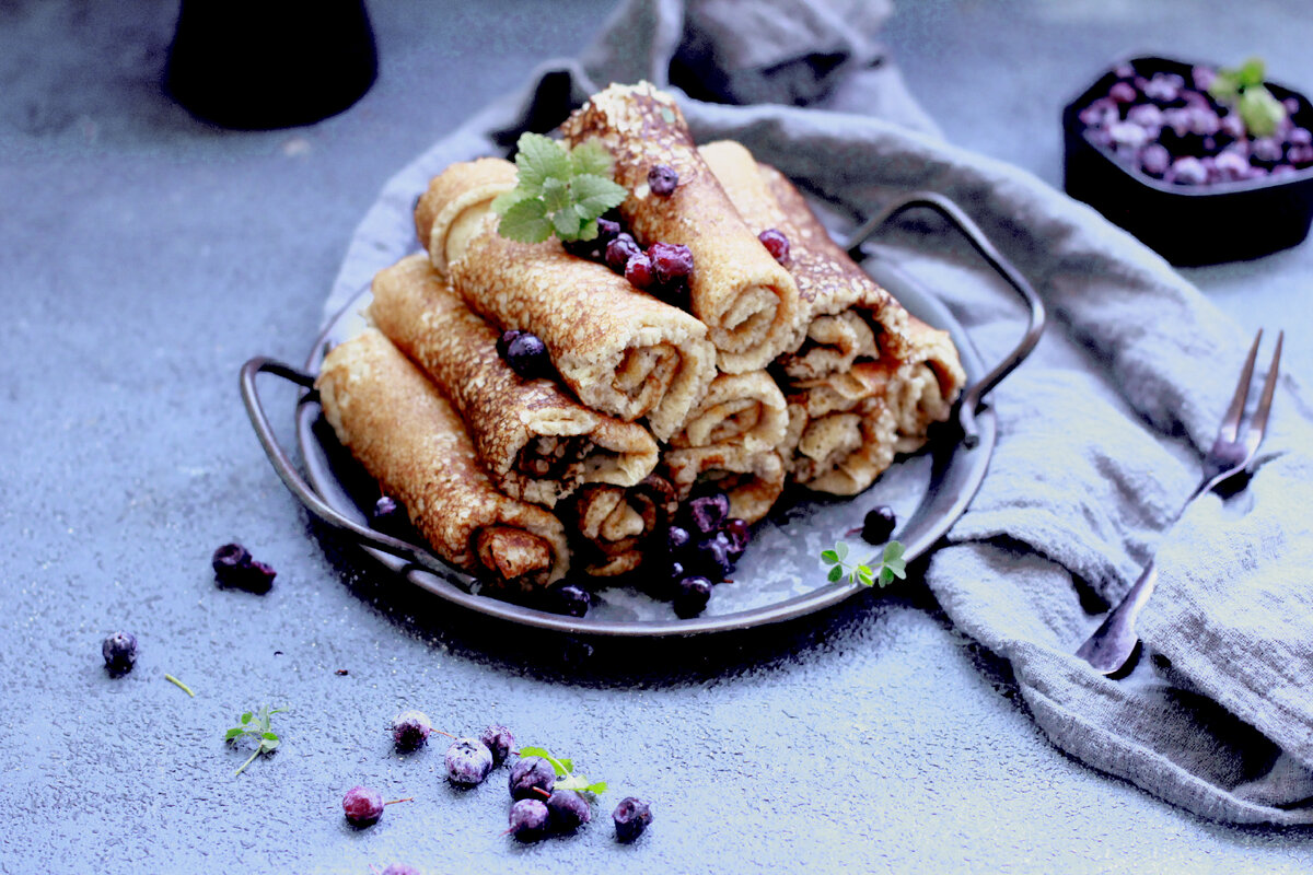 Блинчики с ягодами из цельнозерновой муки от Елены @urbanistka_vl