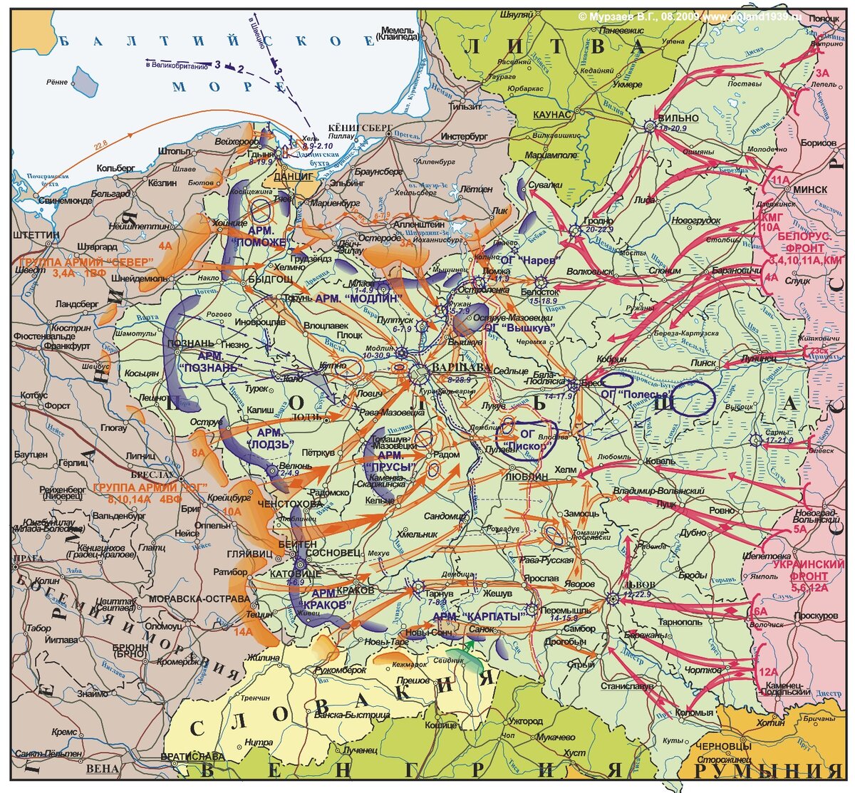 Польский поход красной армии карта