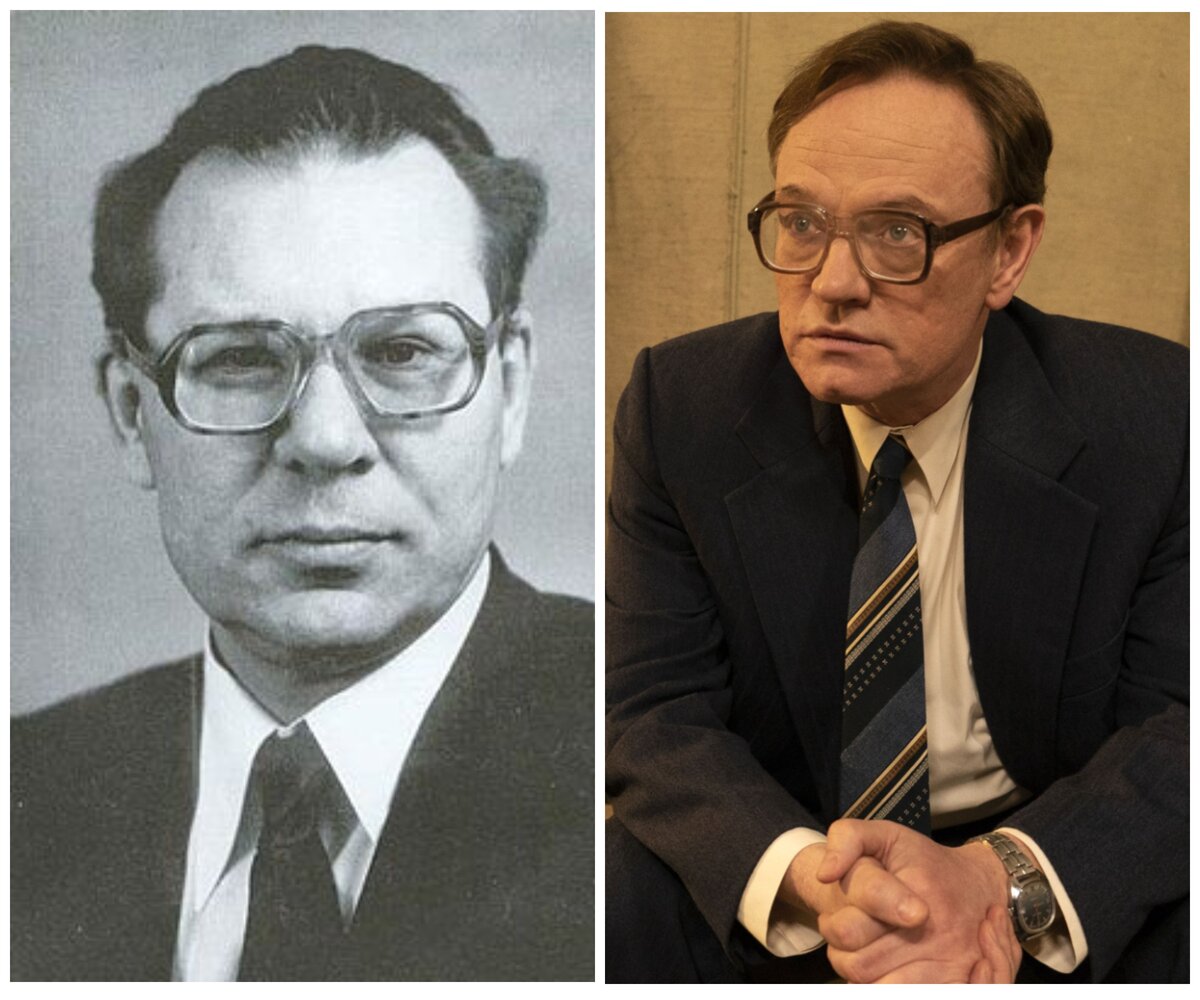 Слева: Валерий Легасов, справа: актёр Джаред Харрис в сериале «Чернобыль» / Фото: Wikipedia / HBO