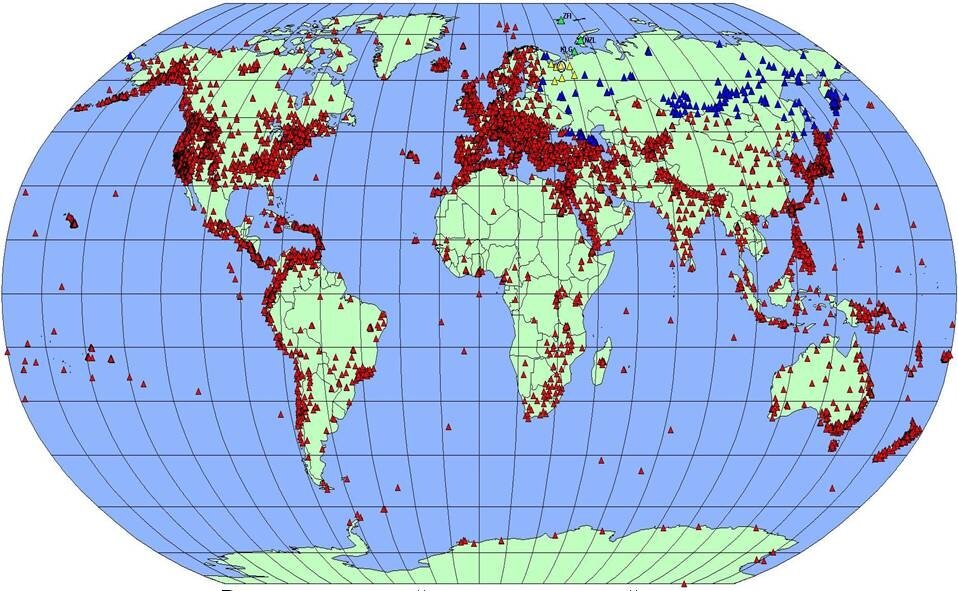 Расположение сейсмологических станций