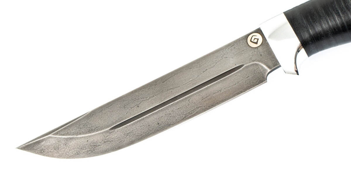 Нож разделочный, рукоять кожа, булатная сталь