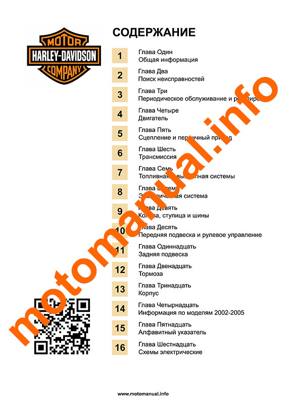 Сервисный (ремонтный) мануал на Harley Davidson Dyna FXD(1999-2005) c двигателем ТС88, размером 580 страниц (включая 10 электросхем).-1-3