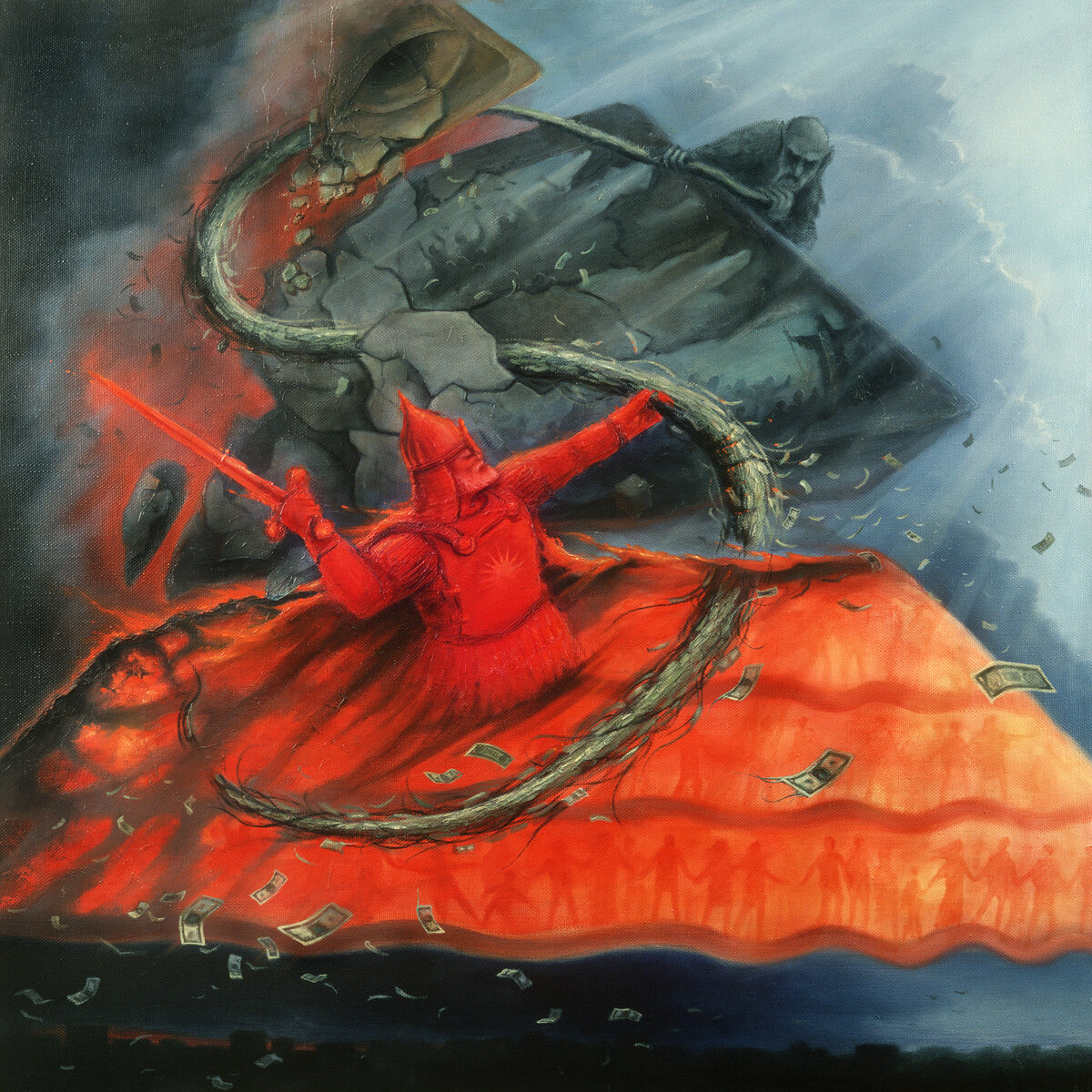 Картина "Крушение" 2003 год. Размер 100х100 холст/масло. Автор Иван Пархоменко.