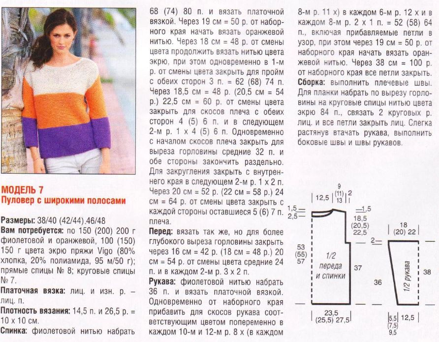 Схема вязания трехцветного джемпера спицами. Схема вязания свитера спицами для женщин. Трехцветный свитер с описанием. Схема вязания полосатого свитера спицами для женщин.