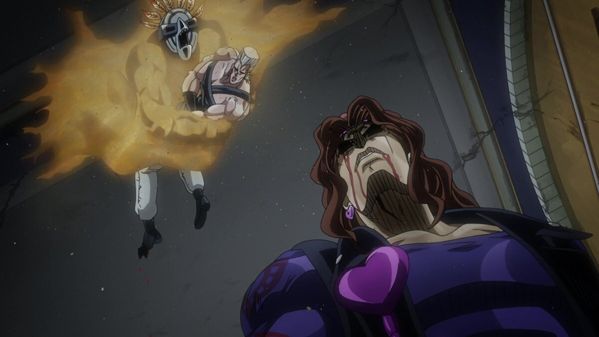 Фрагмент из битвы против Ваниллы Айса, прямиком с аниме адаптации Stardust Crusaders