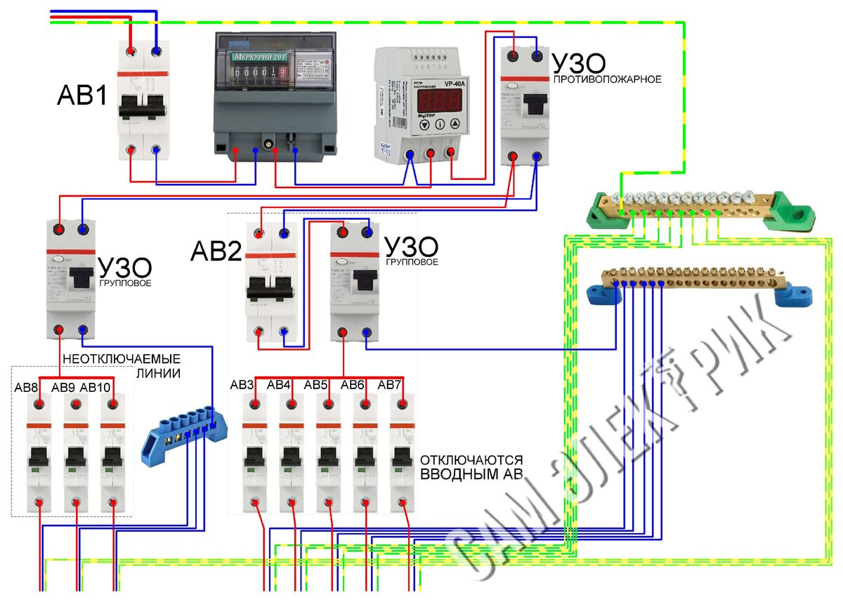 Реле напряжения в щитке квартиры схема