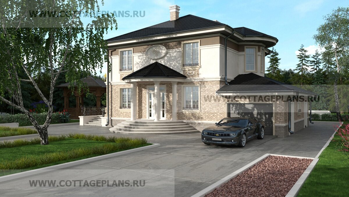 Главный фасад дома. Источник фото: https://www.cottageplans.ru