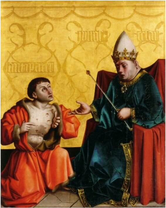 Цезарь и Антипатр (Цезарь в тиаре папы римского). Конрад Витц, немецкошвейцарский художник, XV век.