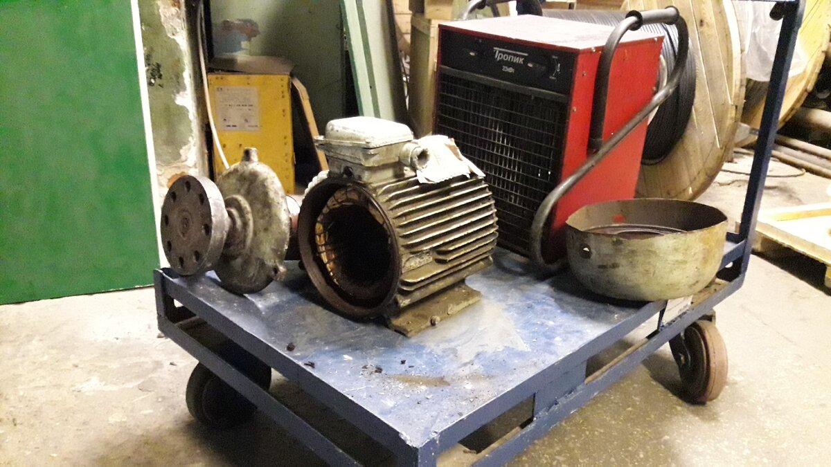 Просушка статора электродвигателя, побывавшего под водой. 