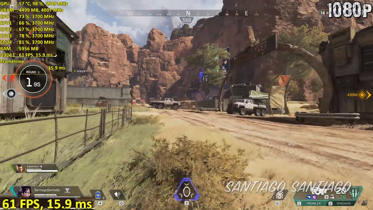 Apex Legends (1080p High настройки AVG 65-70 FPS)