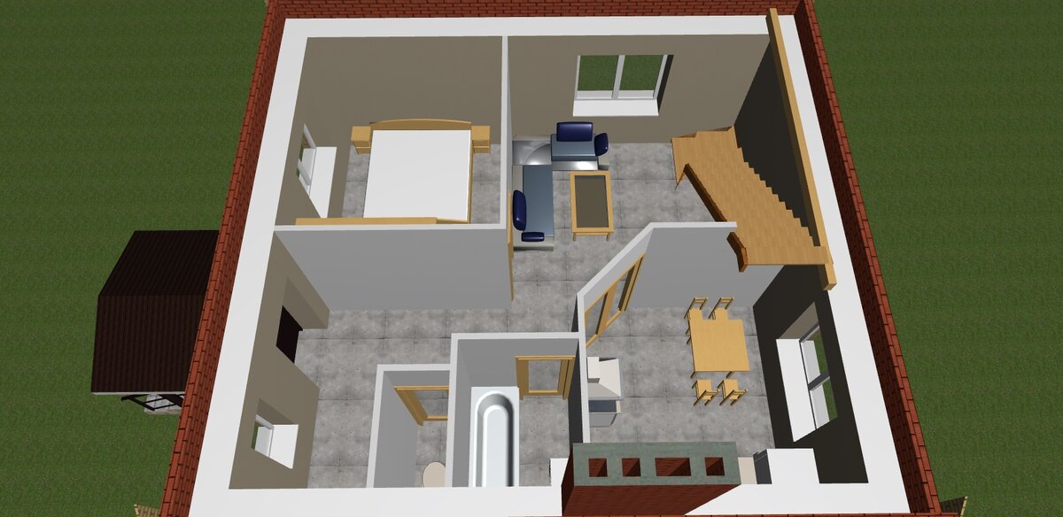 Очень маленький 3-х комнатный дом 7,5х8 м, из кирпича, площадью 62 кв.м. ??