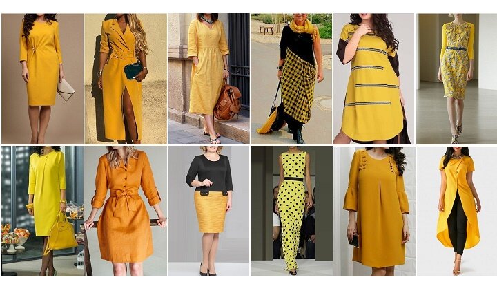 Модное платье желтого цвета