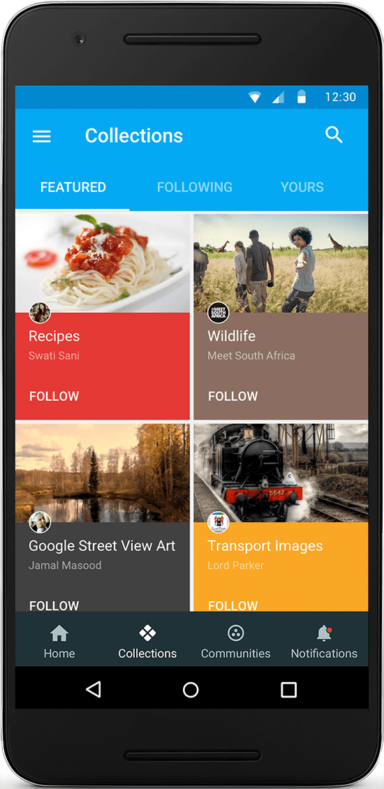 Интерфейс Google+ на смартфоне