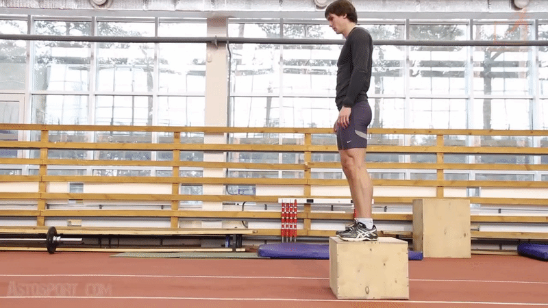 спрыгивание с возвышенности с последующим выпрыгиванием.