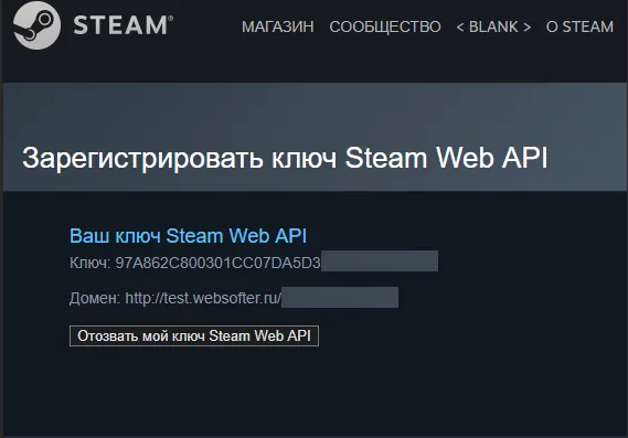 Ключ steam web api