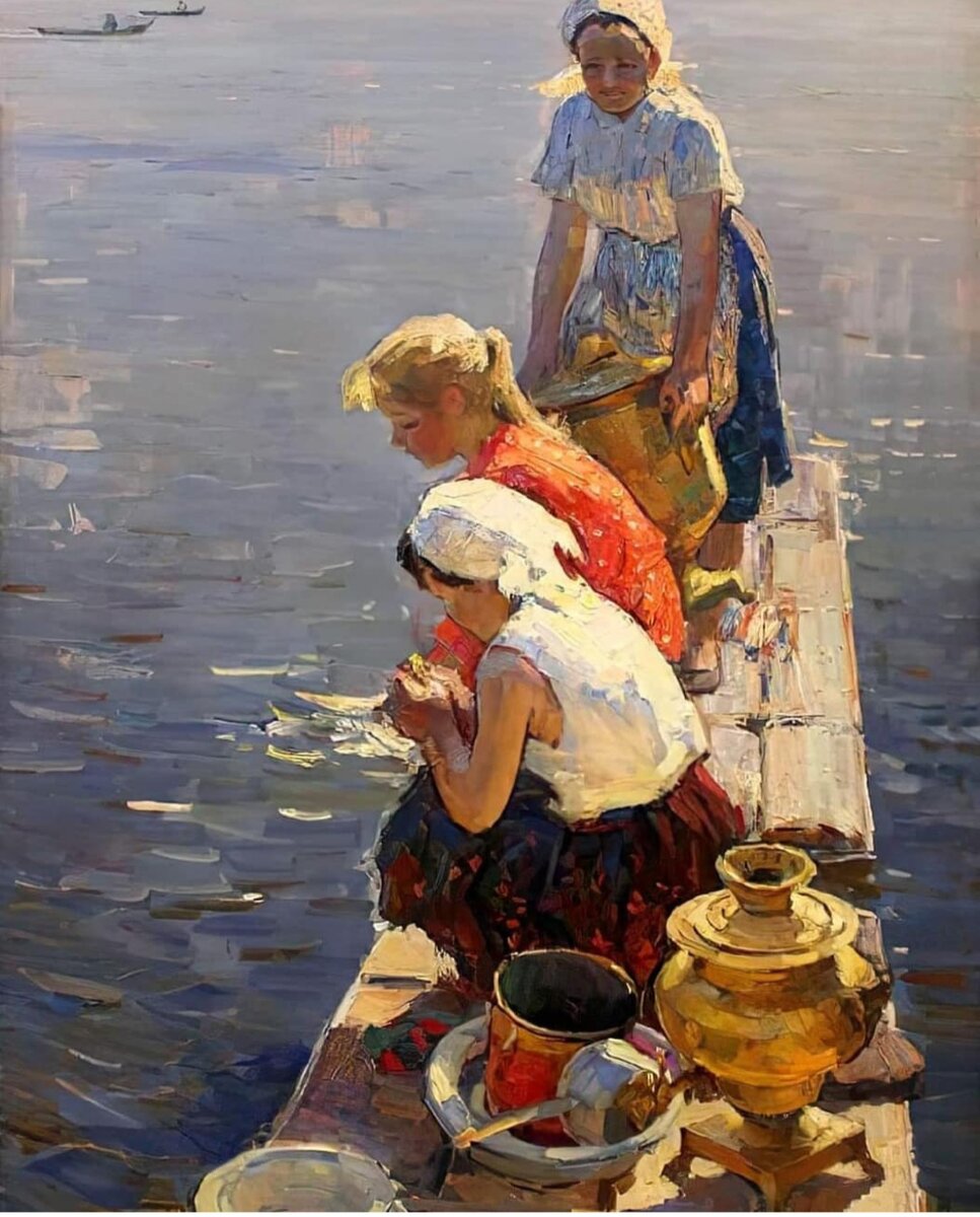 Ларичев Михаил Алексеевич «Перед праздником». 1960-е гг.; Холст, масло;127х84,3 см. (Тотемское музейное объединение Вологодской области)