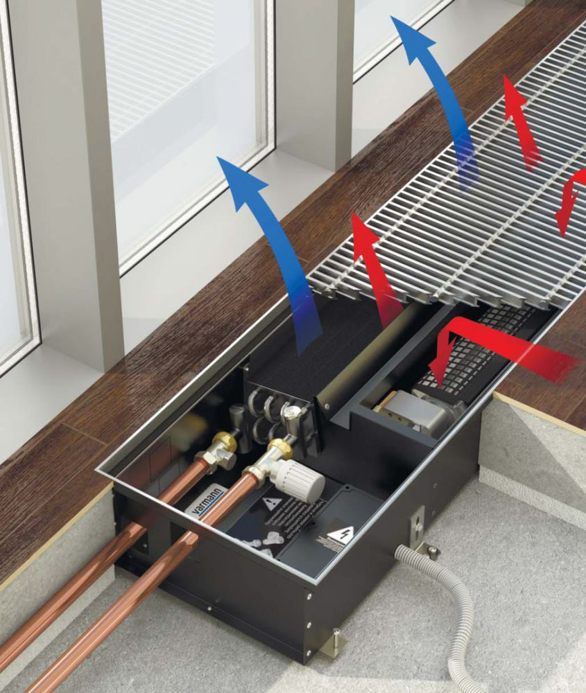 Varmann конвектор внутрипольный подача обратка. Подключение напольных радиаторов. Напольный конвектор varmann. Конвектор внутрипольный 18 200 1250. Конвектор varmann qtherm q 300.