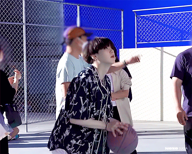 BTS. Suga's playing basketball