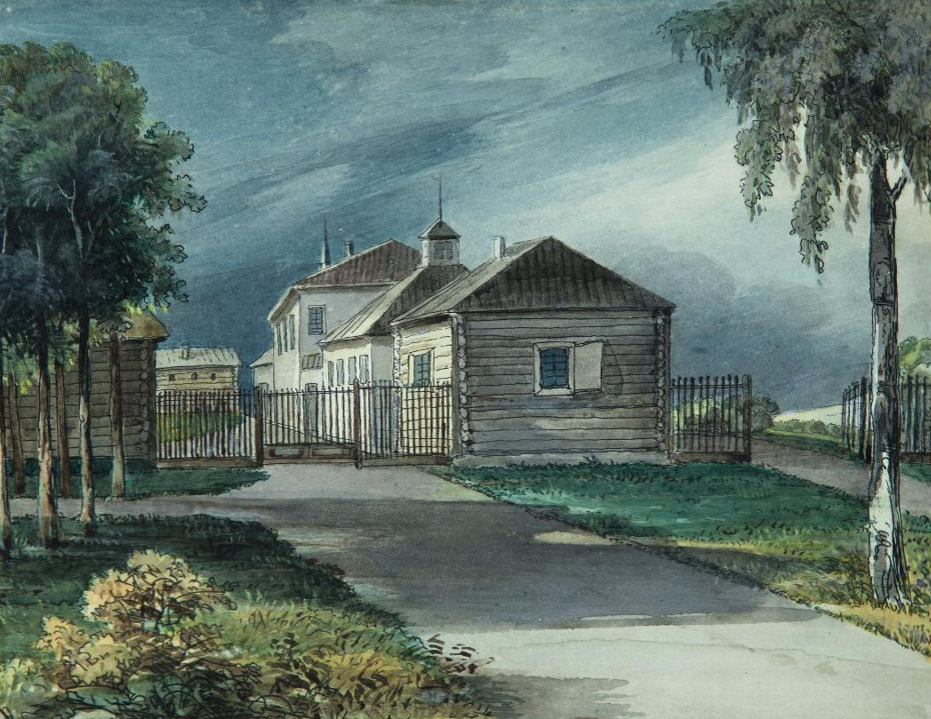 Клара А. Ф., гравер, Жуковский В. А. Вид усадебного дома в Мишенском. 1836 г.