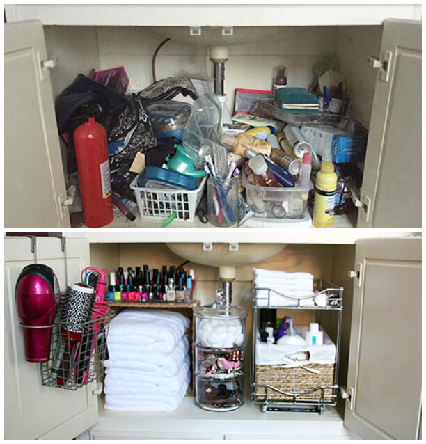    В шкафу под раковиной можно найти много странных вещей.