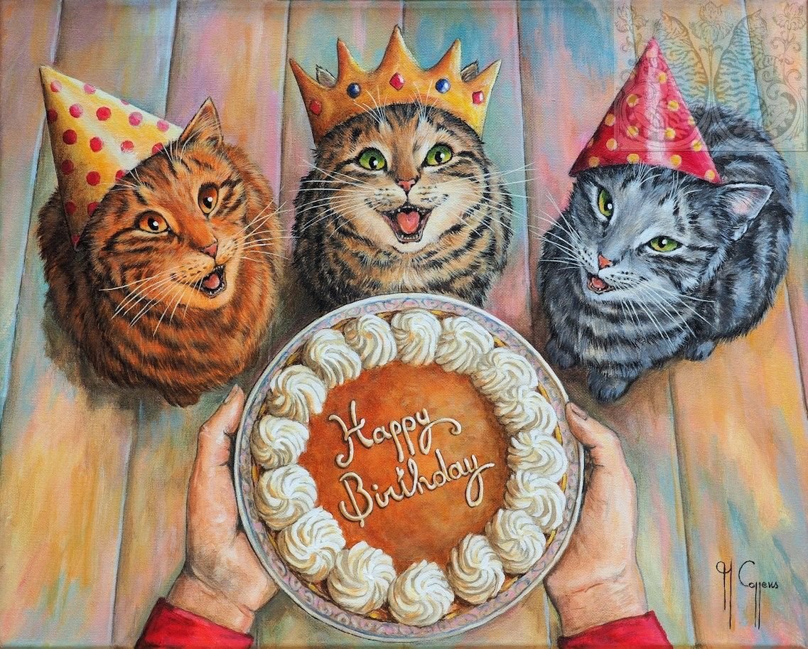 Картинки с днем рождения кошки