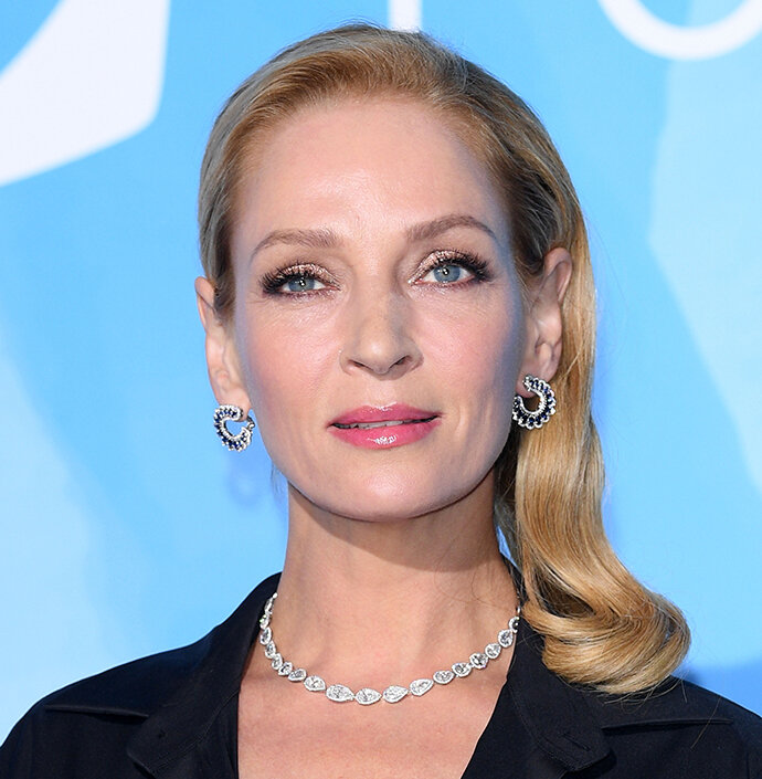 Ума Турман в серьгах Precious Lace и колье Haute Joaillerie, все Chopard