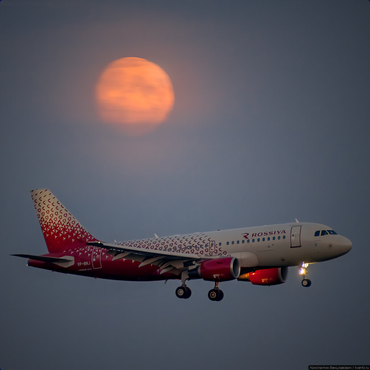 Airbus A319 VP-BNJ «Самара» авиакомпании «Россия» на посадке во Внуково