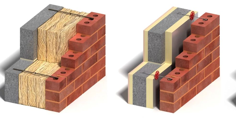 Утепление стены в кирпич. Слоистая кладка (трехслойная стена) Rockwool. Роквул слоистая кладка. Минвата кирпич+монолит. Трехслойная стена из кирпича с утеплителем.