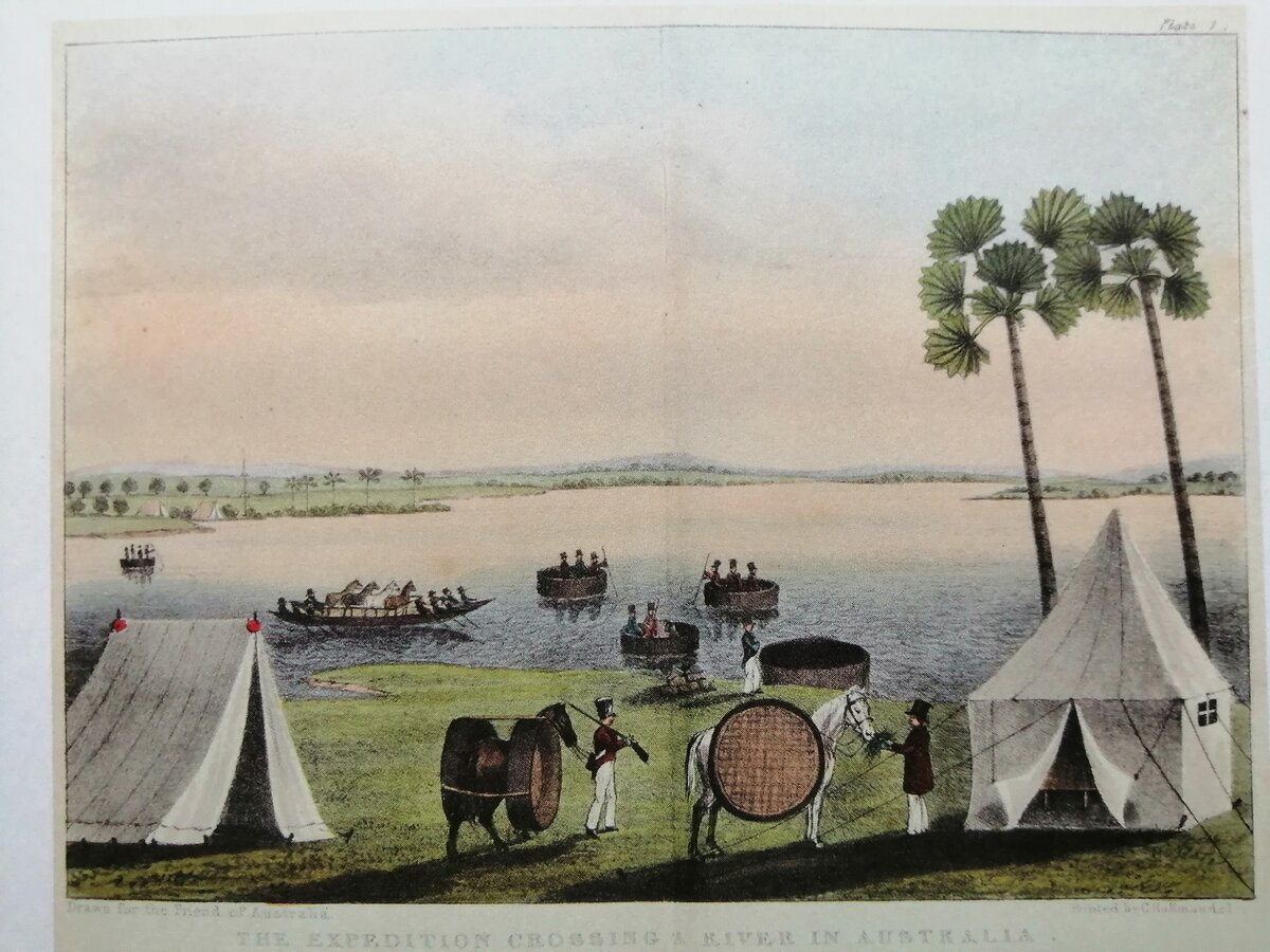 Предполагаемая речная система в центре Австралии "The Friend of Australia" 1830 