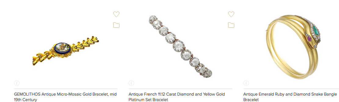 подлинные браслеты первой половины 19 века - фото с сайта антикварного аукциона;