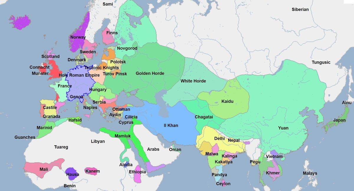 Карта россии 1300 года