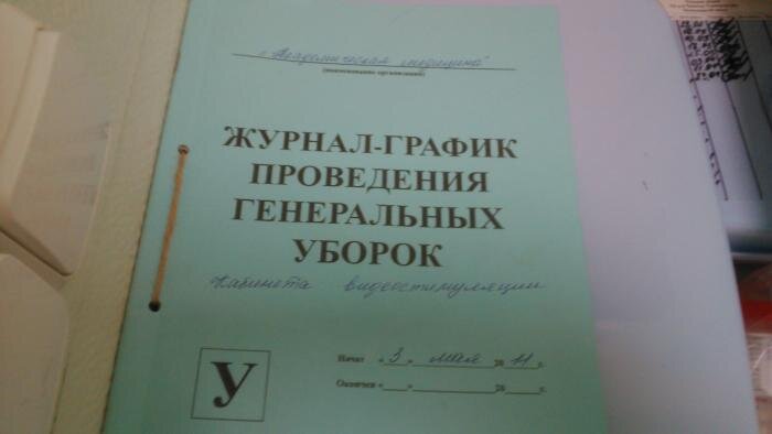 Журнал проведения генеральных уборок образец