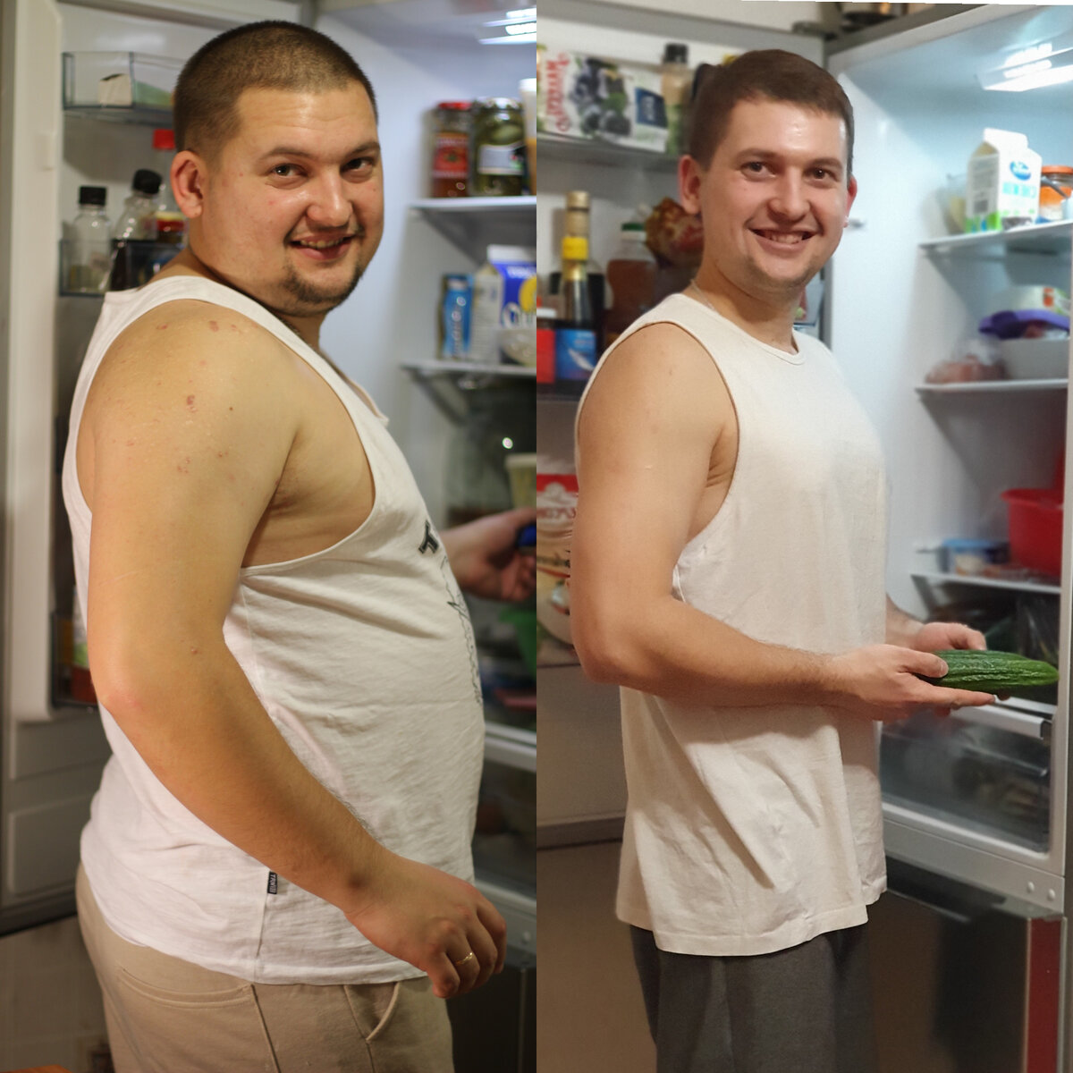 Раньше заглядывал в холодильник за сладеньким, теперь опять за сладеньким (огурец просто попал нечайно на фото).