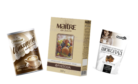 Цикорий со вкусом капучино на фруктозе, порошок фруктозы и горячий шоколад на фруктозе. 