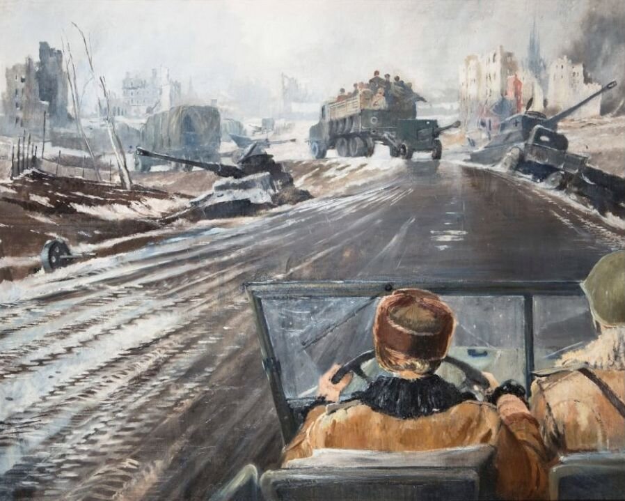 Юрий Пименов. Прифронтовая дорога. 1944. Холст, масло. 100 х 123 см. Русский музей