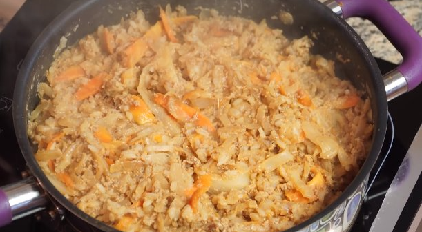 Готовое состояние массы ленивых голубцов