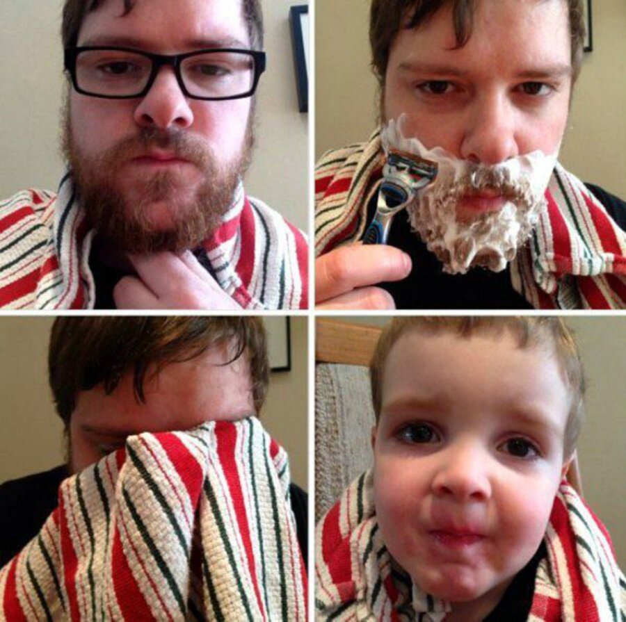 Когда побрился похож на ребенка