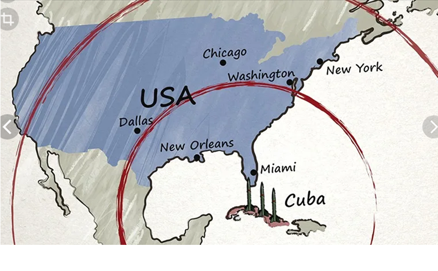 Зоны поражения советских ракет, размещённых на Кубе 