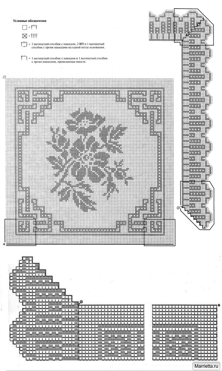 Схемы филейного вязания крючком салфеток