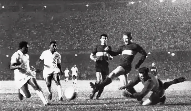 Кадры с финального матча Кубка Либертадорес-63. Бока Хуниорс - Сантос