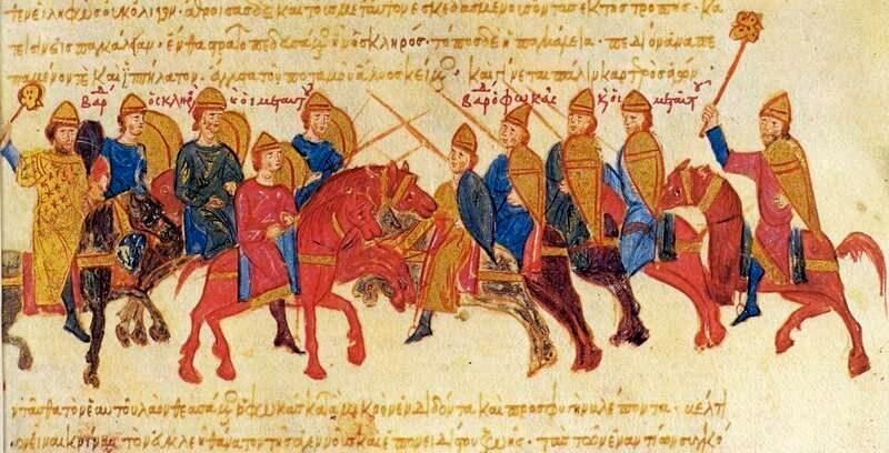Битва между войсками Варды Склира и Варды Фоки. Иллюстрация из рукописи XII в н.э.